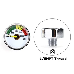 New Paintball Air Mini 2000PSI Pressure Gauge Manometre Manometer 1/8NPT Thread -Silver