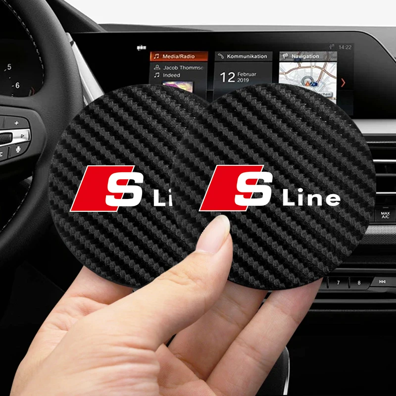 2Pcs Car Coasters Water Cup Mats Waterproof Slot Pads For Audi Sline A8 A5 TT A3 Q7 A1 A2 A4 A6 A7 Q1 Q2 Q3 Q4 Q5 Q6 Q8 S3 S5 C6