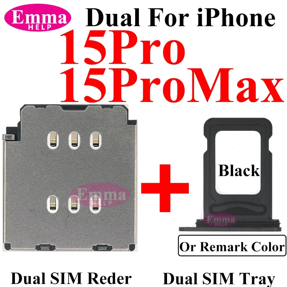 EmmaHelp 1set Dual Sim Card Reader Connector Flex Cable + Tray Slot Holder Adapter for iPhone 11 12 13 14 15 Pro Max XR XSMax