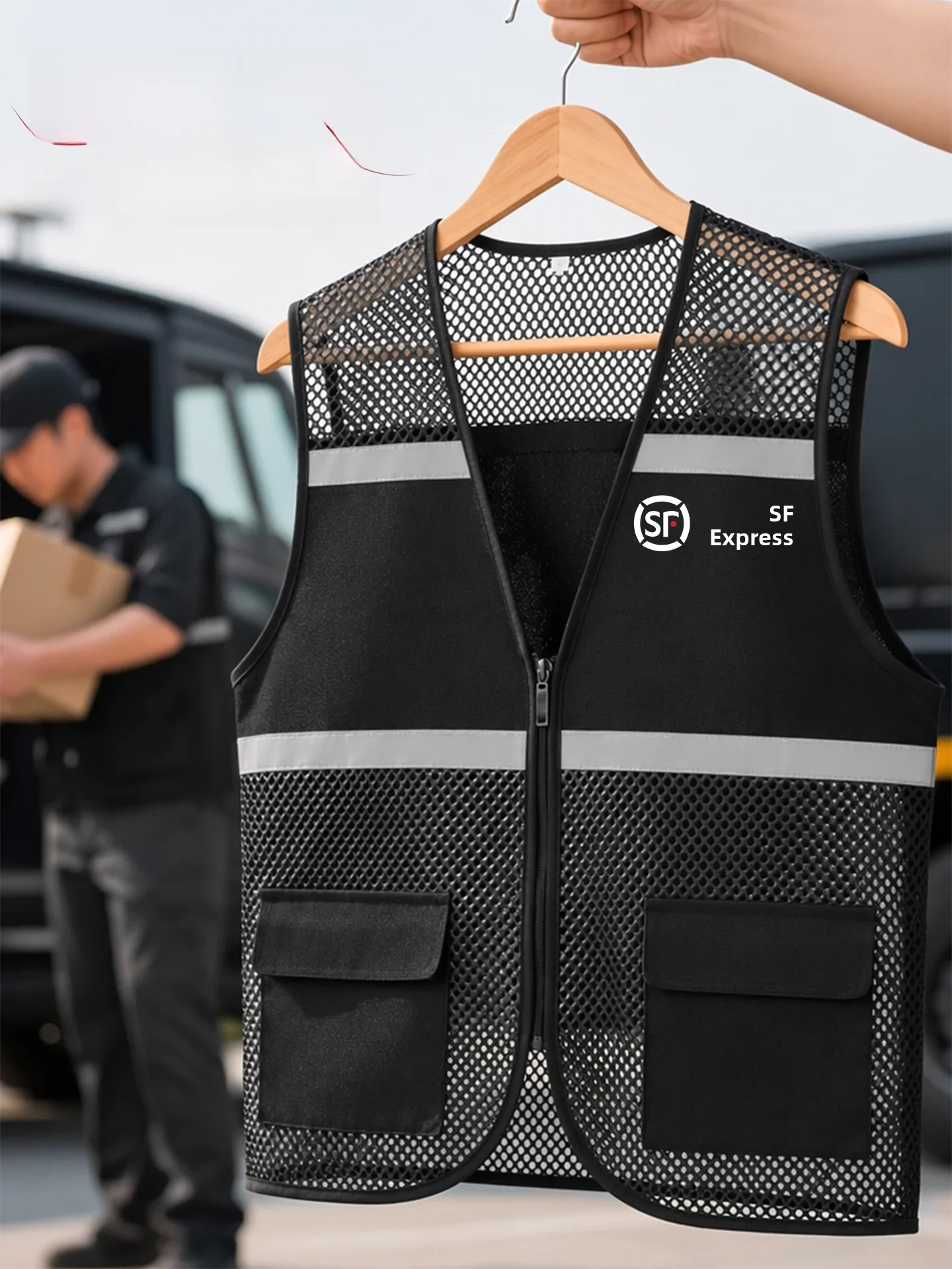 Reflective Mesh Vest Men's Summer Breathable Sleeveless Vest Anti-stain Workwear Vest Quick Delivery Standard Fit Polyester F...