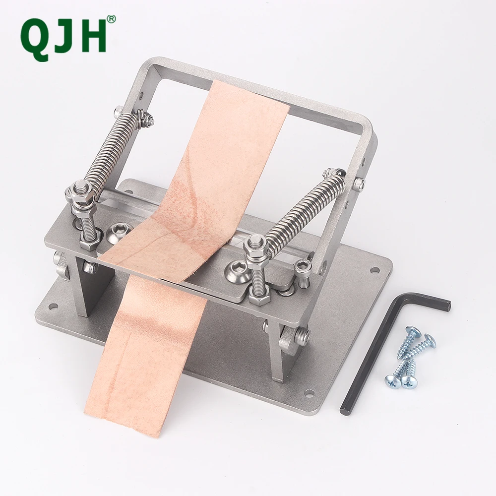 QJH Stainless Steel DIY Leather Skiving Machine,Manual Leather Thinning Tool for DIY Belt Strap Splitter Cutter with Peeler