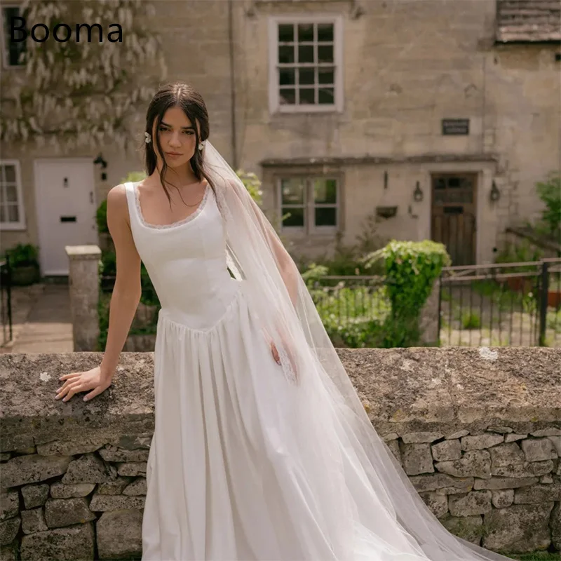 

Booma A-Line Simple Ivory Wedding Dresses Sleeveless Lace Spaghetti Strap Long Elegant Brides Gown Custom Made 2025