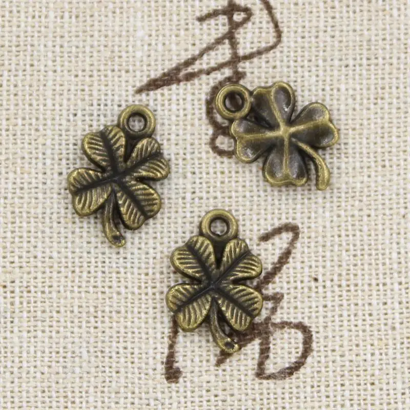 30pcs Charms Lucky Irish Four Leaf Clover 17x11mm Antique Bronze Silver Color Pendants Making DIY Handmade Tibetan Jewelry - view 2