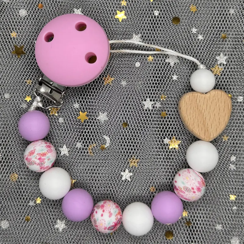 Handmade Custom Personalized Name Baby Pacifier Clip Flower Holder for Baby Teething Chew Toy Dummy With Name Nipples Clip Gift
