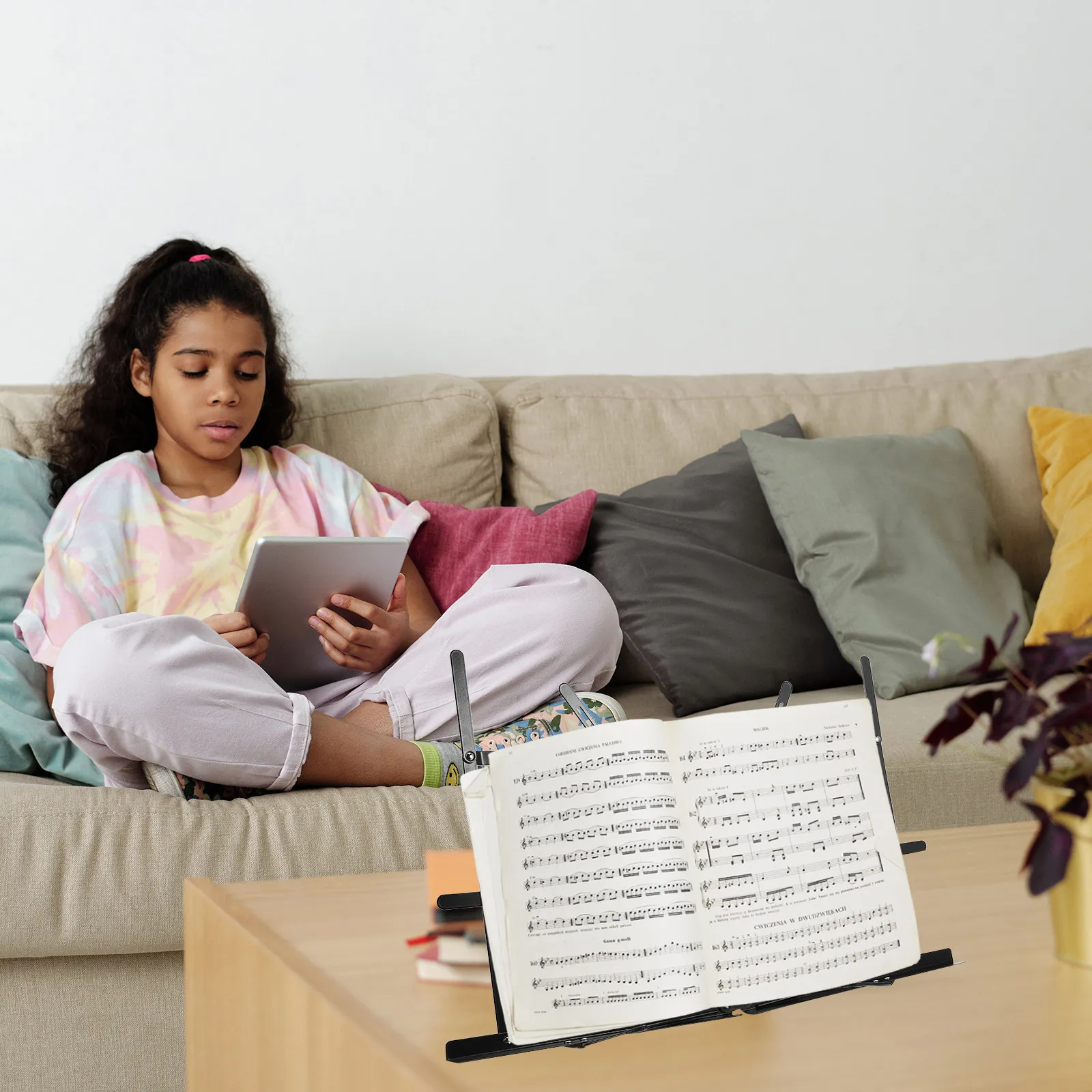 

Складная подставка для нот, портативная настольная регулируемая подставка для нот, книг и планшетов, для гитары и фортепиано.