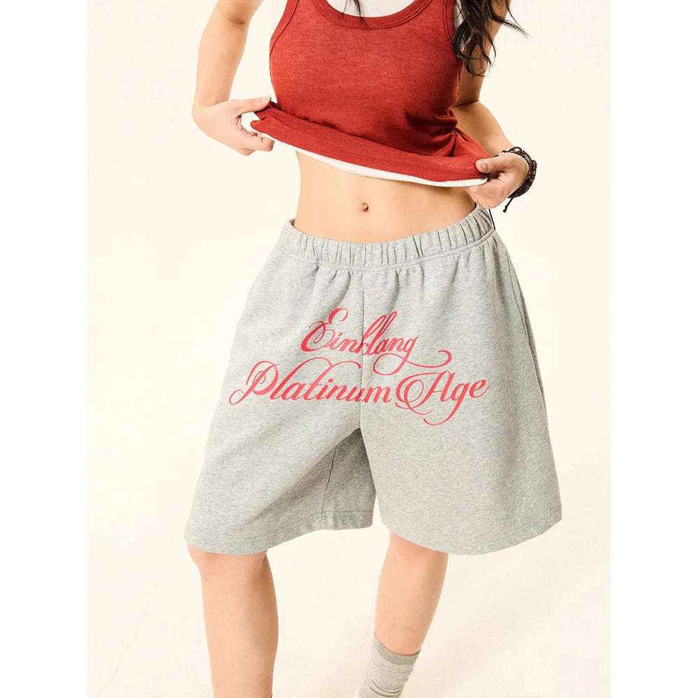Damskie szorty z grafiką liter, casualowe, letnie, hip-hopowe, grunge, emo, do joggingu, spodnie dresowe, spodnie damskie Y2k Harajuku, luźne spodnie baggy