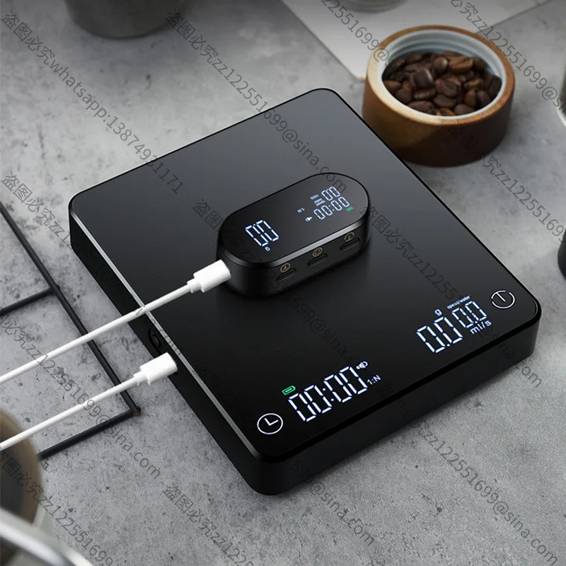 Suitable for Double Display Intelligent Powder-water Ratio Hand-brewed Coffee Electronic Scale, Coffee Bean Weighing Device,