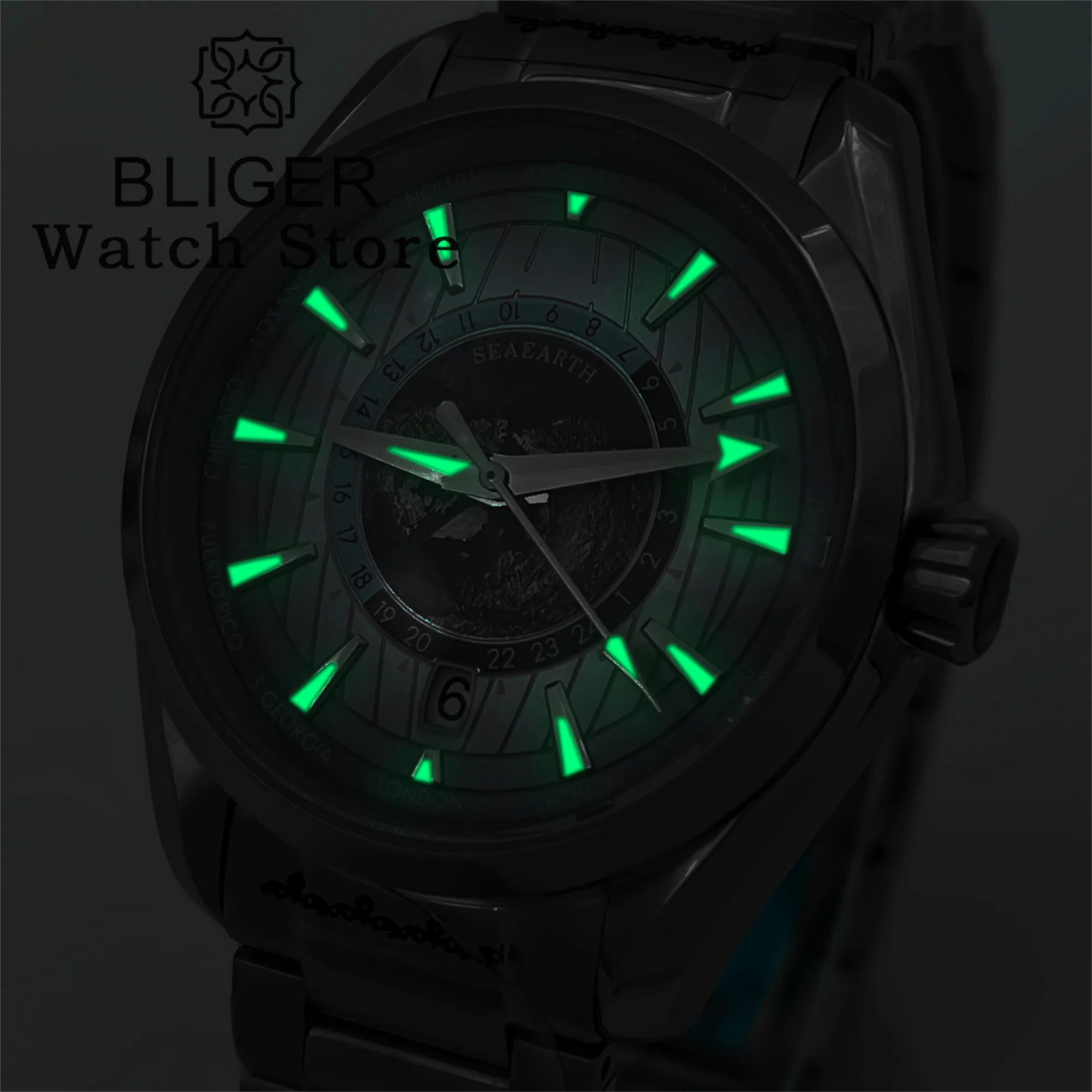 ساعة ميكانيكية بليجر أوتوماتيكية للرجال ، كريستال ياقوتي فاخر ، ساعة 6 بوصة ، تاريخ عميق مقاوم للماء ، ساعة ستانلس ستيل ، NH35 ، 40 way