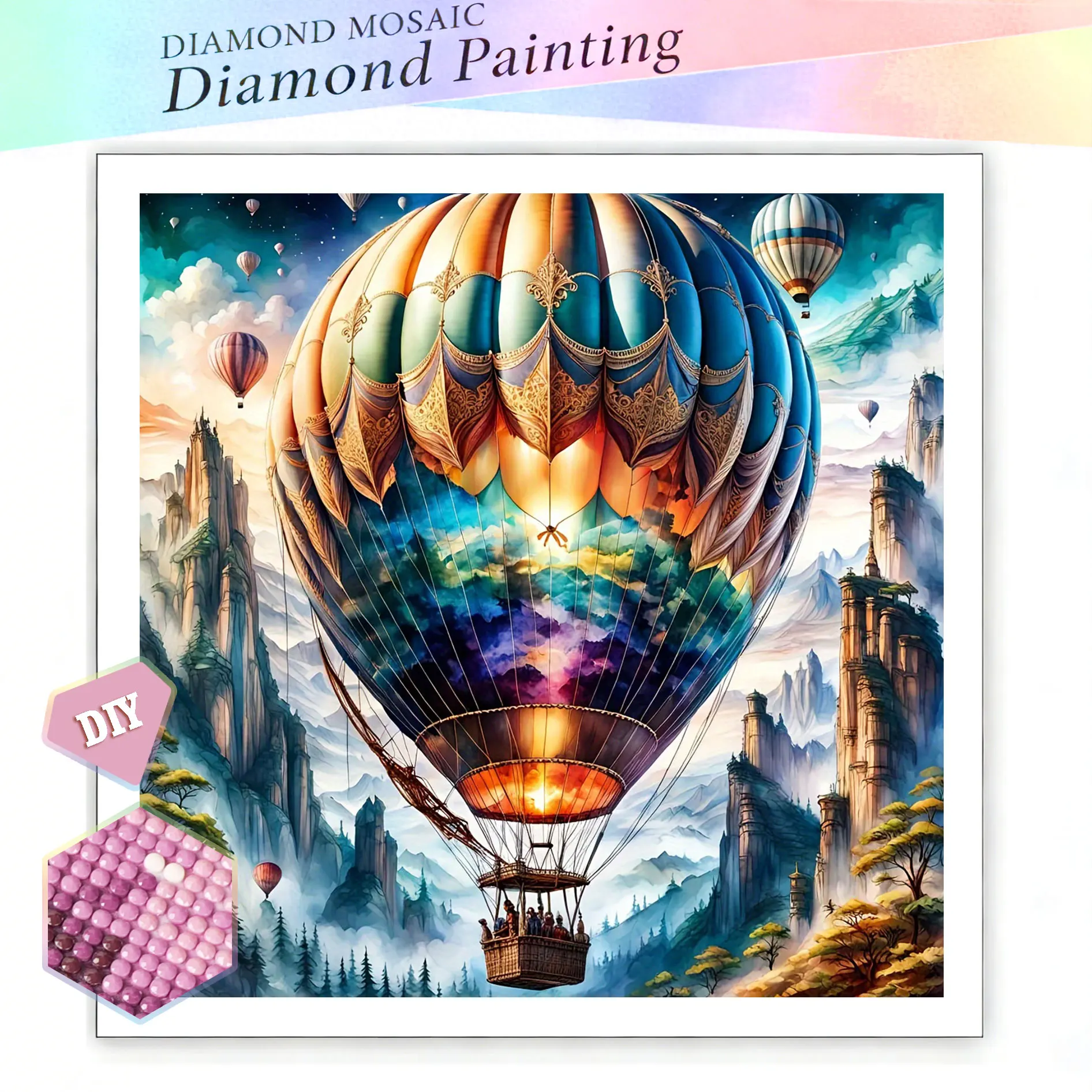 EverShine New Arrivals Diamond Painting Hot Air Balloon Mountains Diamond Mosaic Landscape Complete Kit Handmade Gift