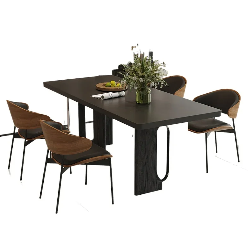 

Modern and simple dining table, light luxury and high-end hanging thickened, rock slab dining table rectangular dining table