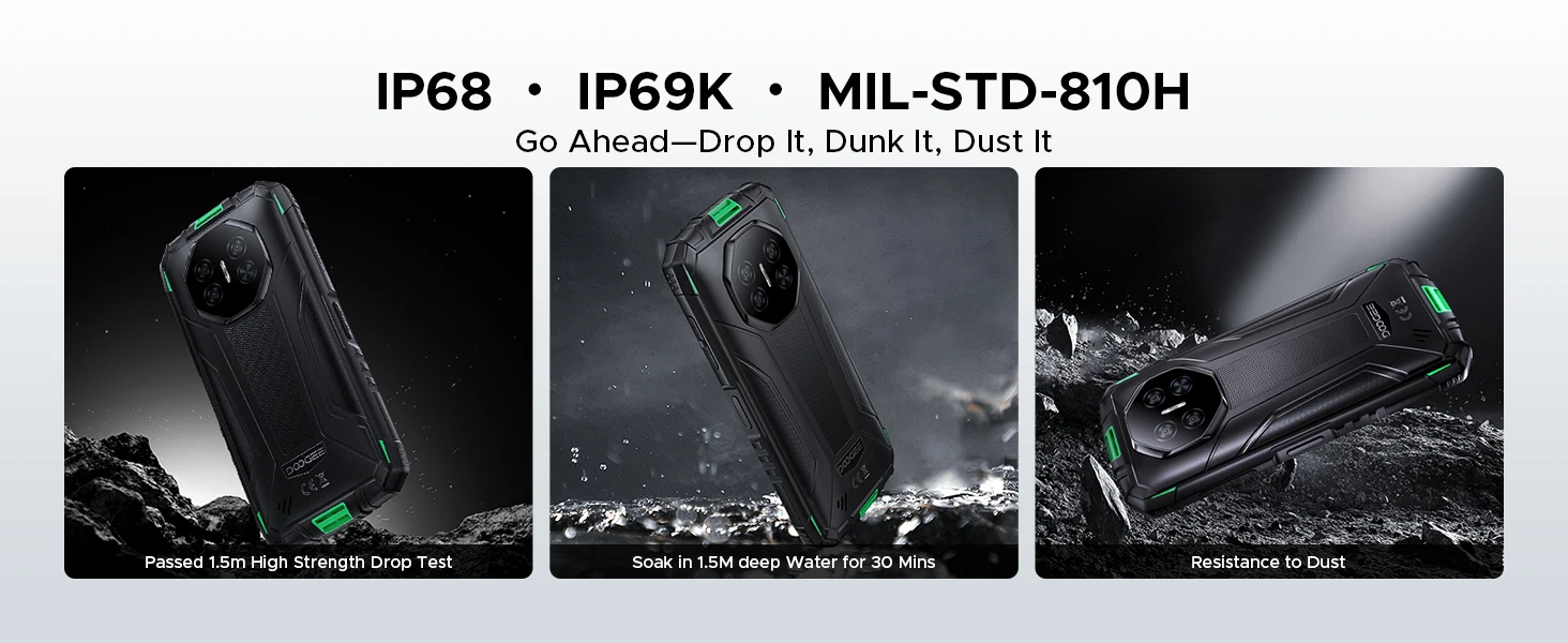DOOGEE Fire 3 Pro Rugged Phone 8350mAh Battery 5.5'' Screen 16GB RAM (4GB+12GB)  128GB ROM UNISOC T7200 Android 15 Mobile Phone