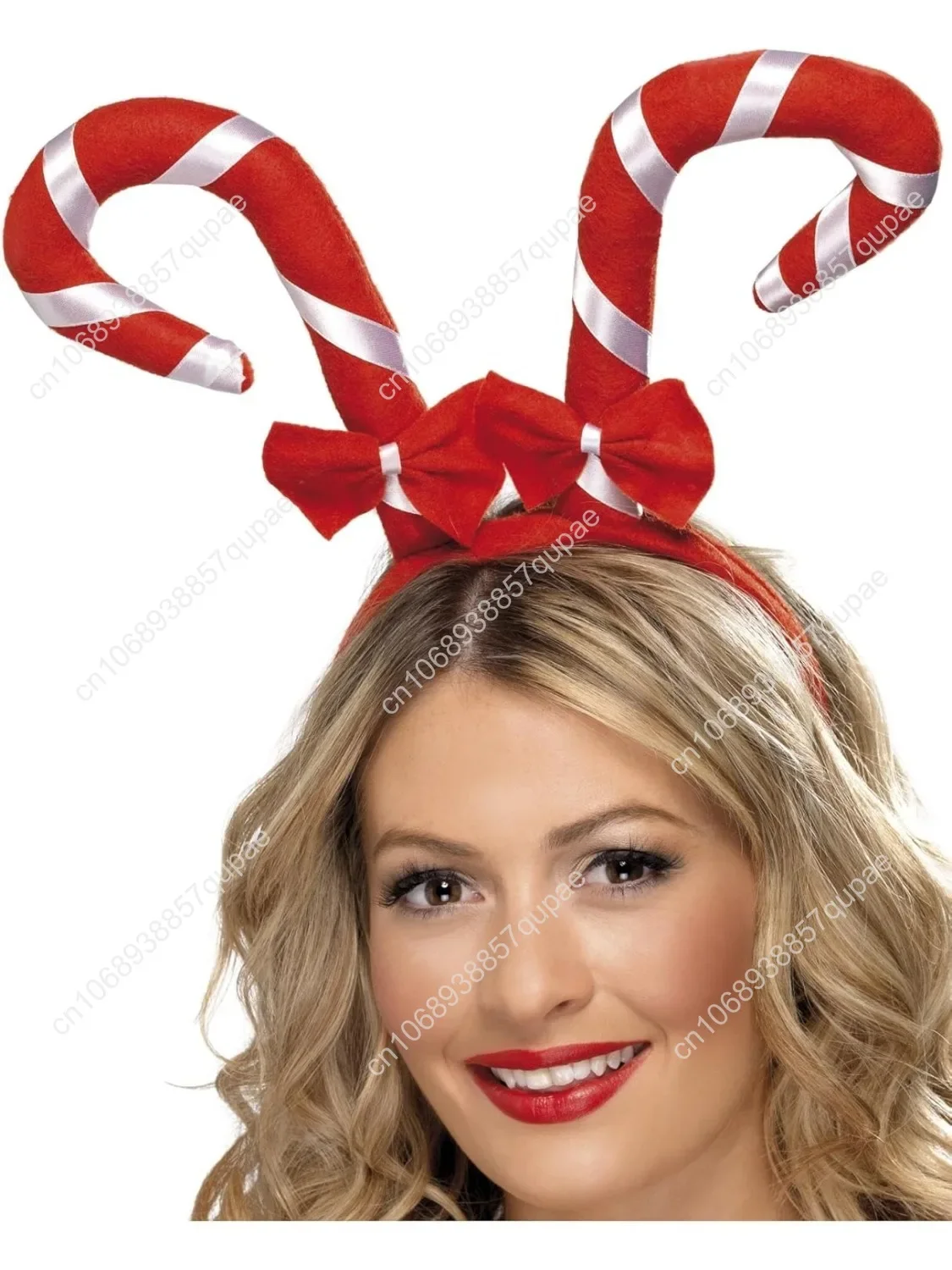 

Candy Cane Headband with Bows, Red