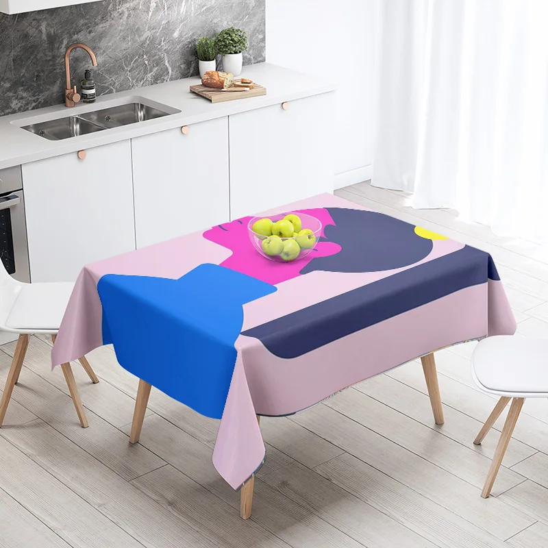 Morandi color ins style tablecloth abstract line art design cafe Scandinavian style decorative rectangular tablecloths