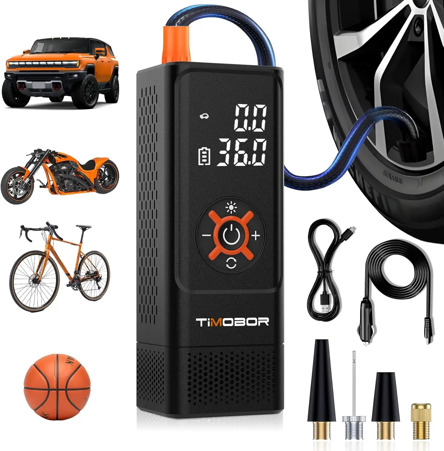 Portable Air Compressor for Car Tires, 150PSI Fast Inflation with Digital Gauge, Wireless & Wired Use for Bikes, Balls