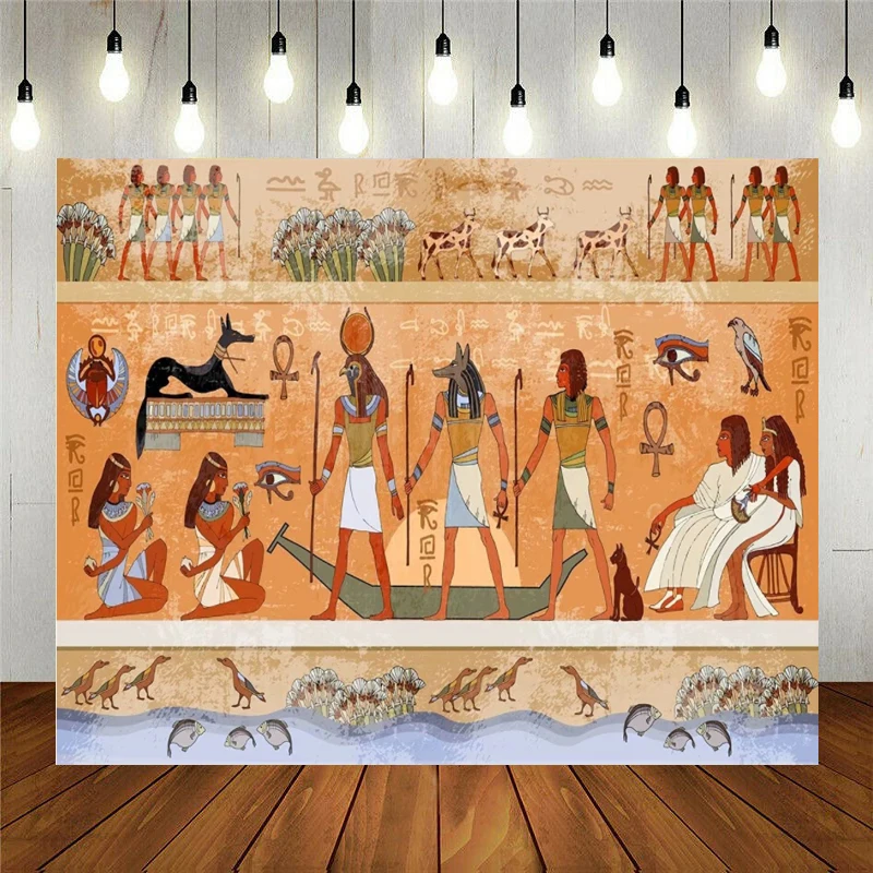 Egyptian Phtography Backdrop Ancient Egypt Scene Mythology Godsand Pharaohs Hieroglyphic Temple Murals Background Party Decor