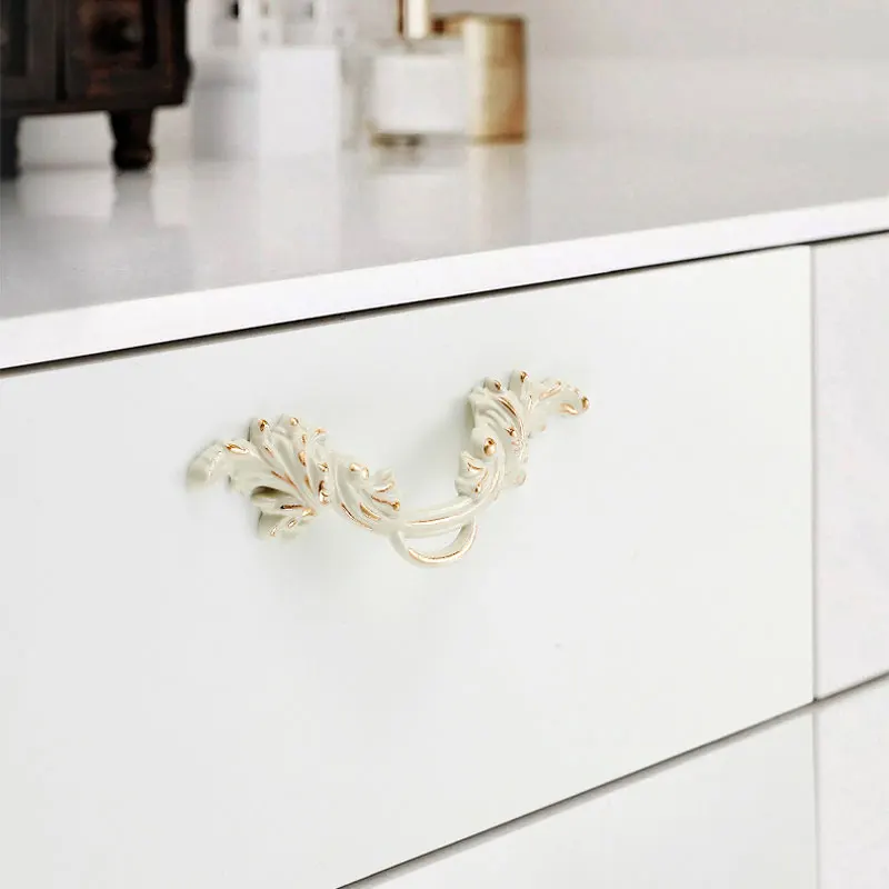 MFYS Zinc Alloy Furniture Handles White Handle for Cabinets and Drawers Vintage Wardrobe Pulls Door Knobs Cabinet Hardwaren Pull image 5