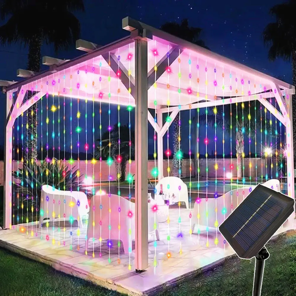 

Valentine's Day Solar Curtain Lights Fairy Lights LED Lights Wedding Decorations String Lights Garden Decor 600/300/200/100LED