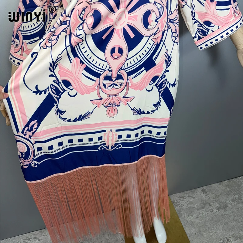 فساتين WINYI للمرأة المسلمة شرابات بوهو طباعة قفطان فستان الحفلات الشرق الأوسط أنثى فضفاضة عطلة عباية دبي قفطان فاخر #4
