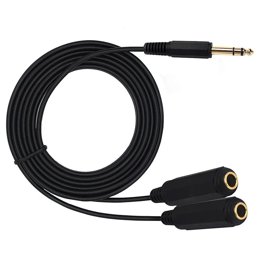 6.35 Mm Male To 2 6.35 Mm 3.5mm Female Adapter Cable 1/4 6.35mm Plug To Dual 6.35mm 3.5 mm Jack Y Splitter Stereo Audio Cord 0.2