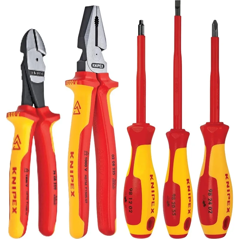 

- 9K 98 98 21 US Knipex 989821US, 5 предметов, 1000 В, изолированные плоскогубцы и отвертка, набор инструментов Tradesman, красный