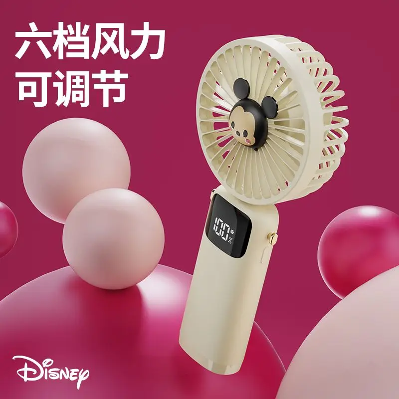 Disney Cartoon Mickey Mouse Handheld Mini Fan Foldable Portable Neck Fan USB Rechargeable Fan with Phone Holder and Display