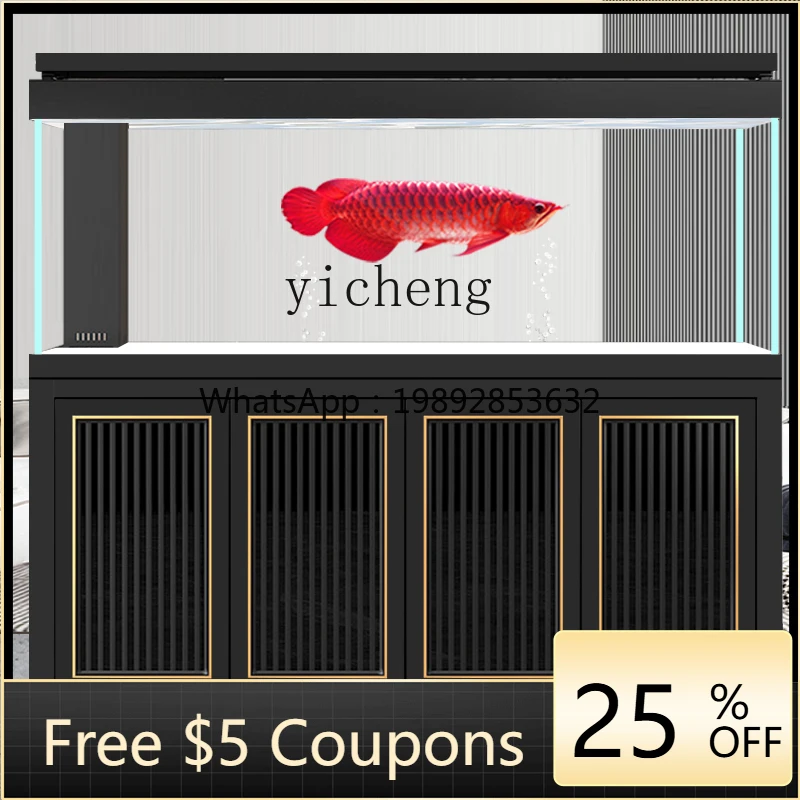 

arowana tank aquarium bottom filter living room large floor-to-ceiling household water-free ultra-white tank