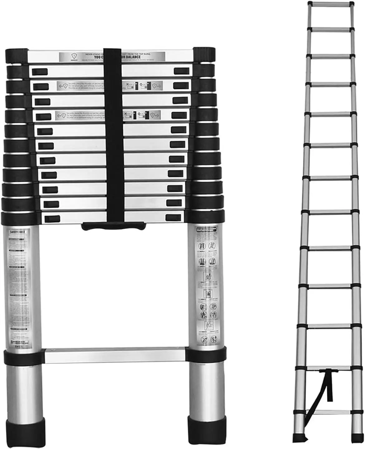 

14.5FT Telescoping Ladder, Lightweight Collapsible, Aluminum Retractable Ladder, Telescopic Compact Ladders for Home, 330LB