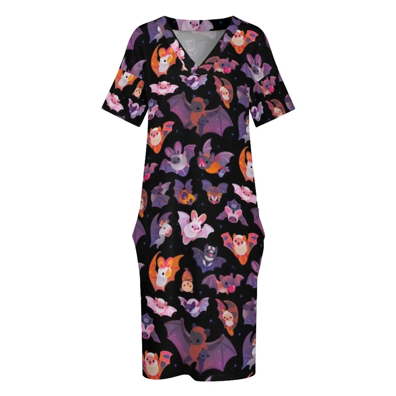 Bat - dark Loose Pocket Dress Summer dresses for women long dress women summer Evening dresses