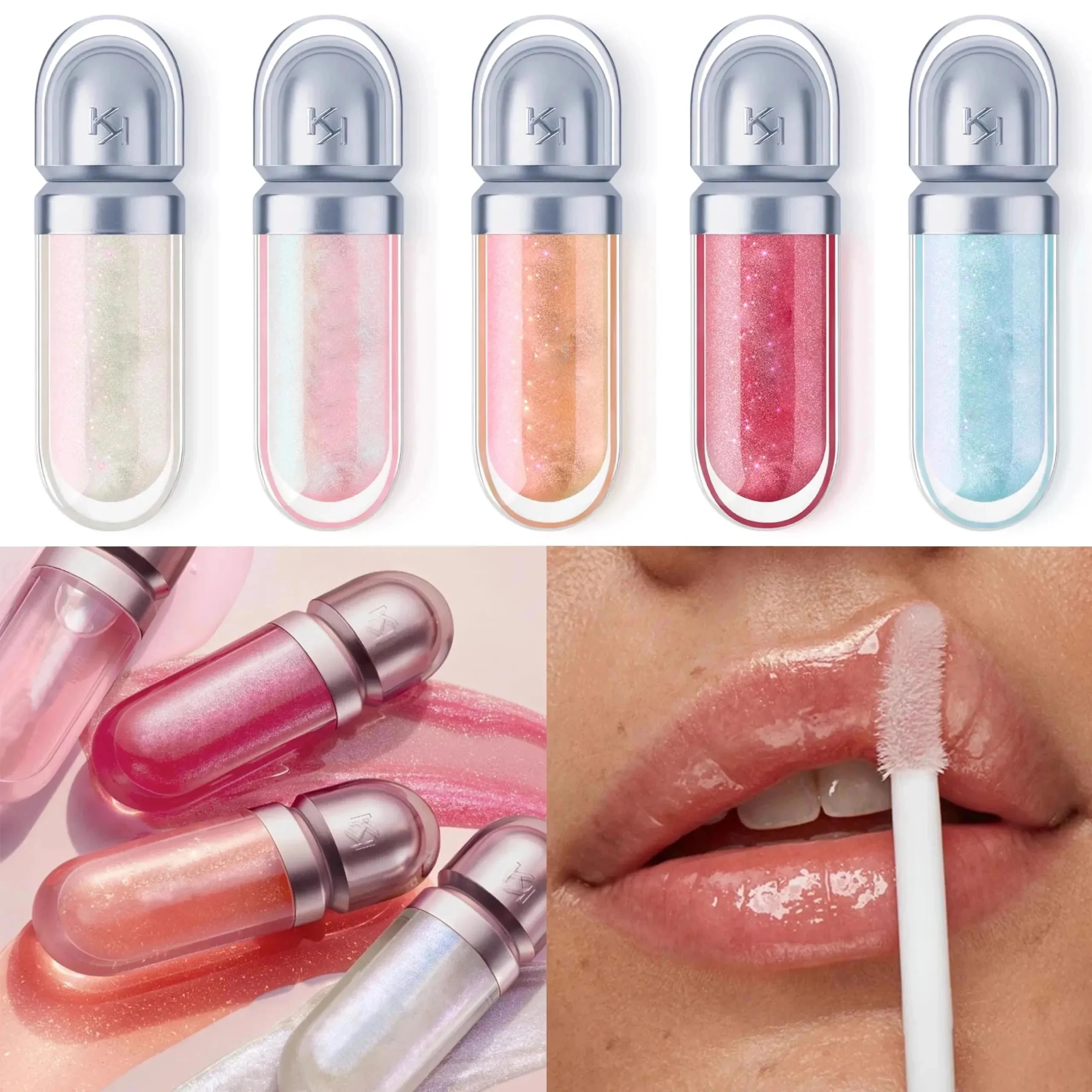 3D Liquid Lip Gloss 21 Color Mirror Lipstick Moisturize Persistent Glossy Not Fading Milk Tea Bean Paste Peach Naked Pink Color