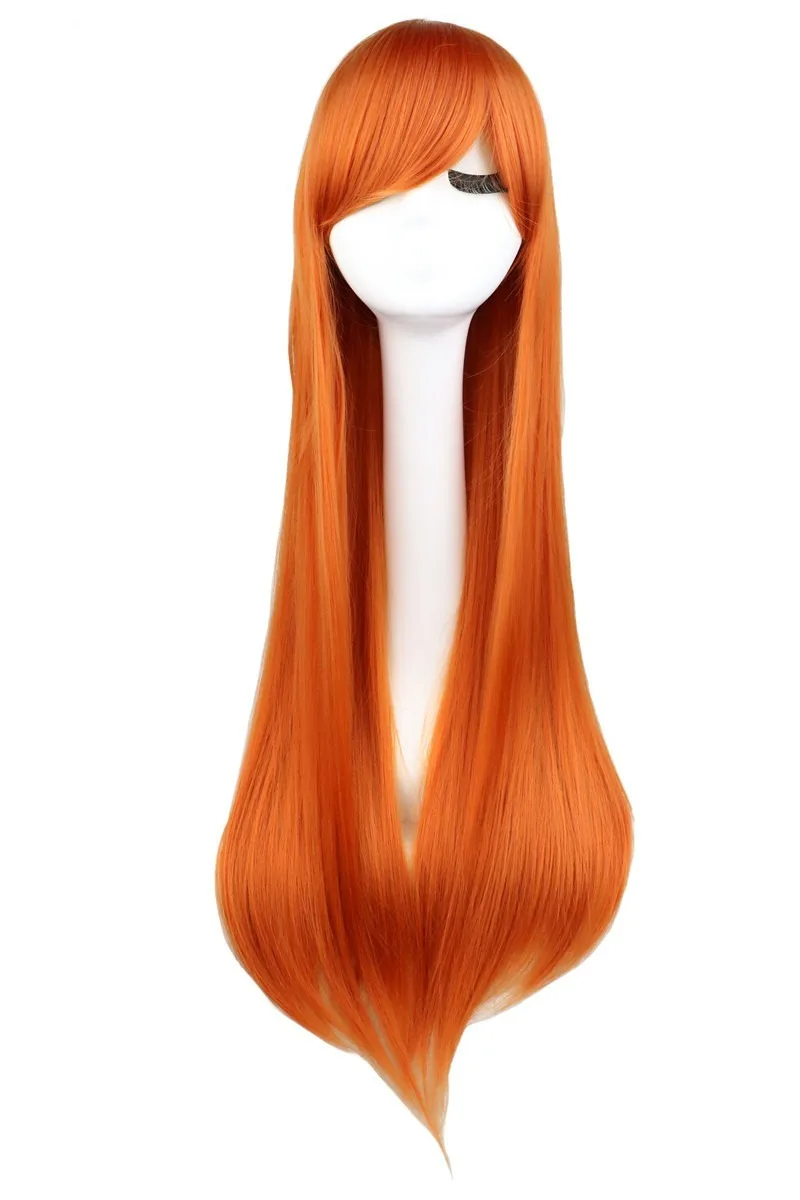 80cm Long Straight Cosplay Wig Women Costume Party Black Red Ombre Heat Resistant Synthetic Hair Wigs