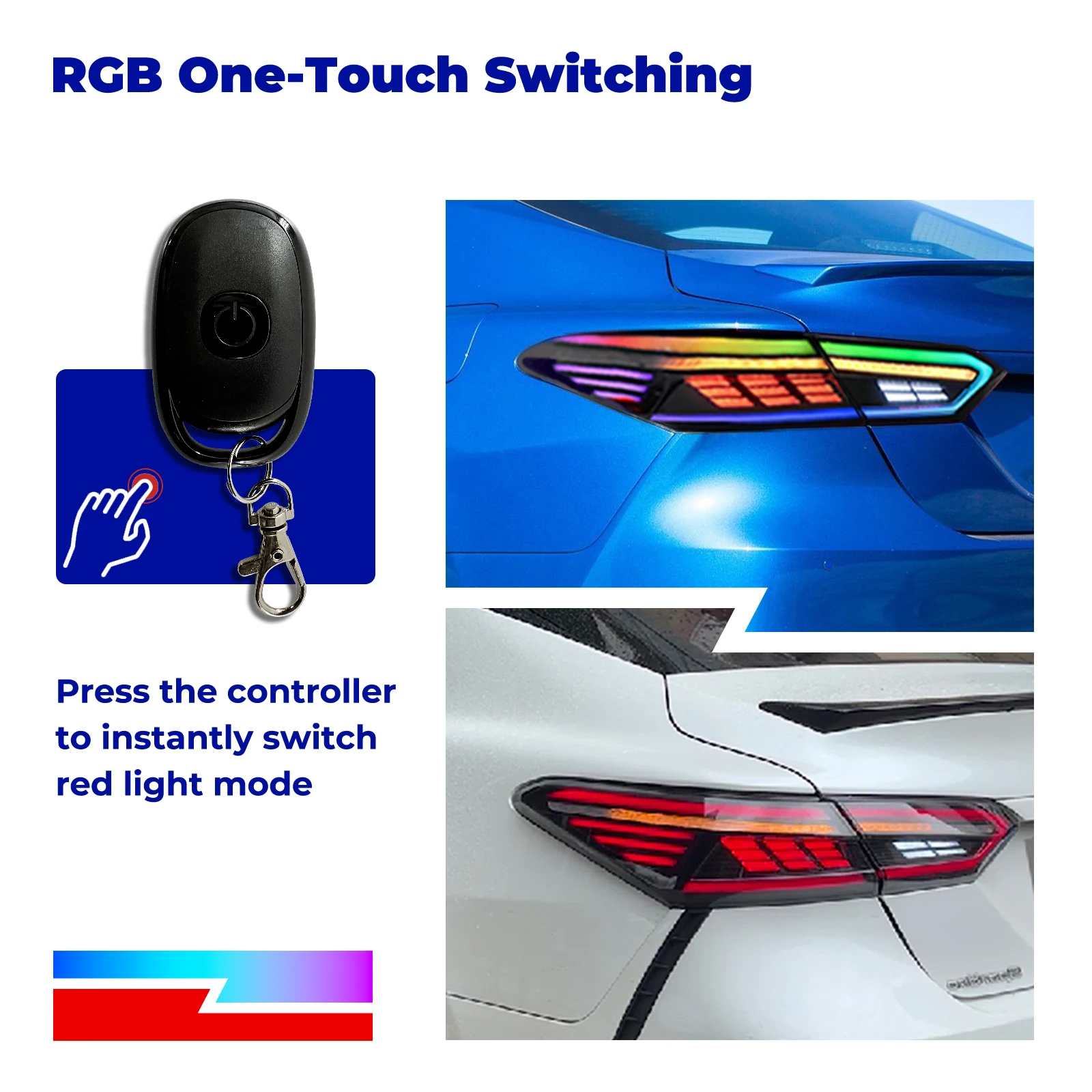 DK MOTION Stop Light Back Rear Light Led Taillights RGB Color Sequential For TOYOTA Camry Taillamp 2016-2023