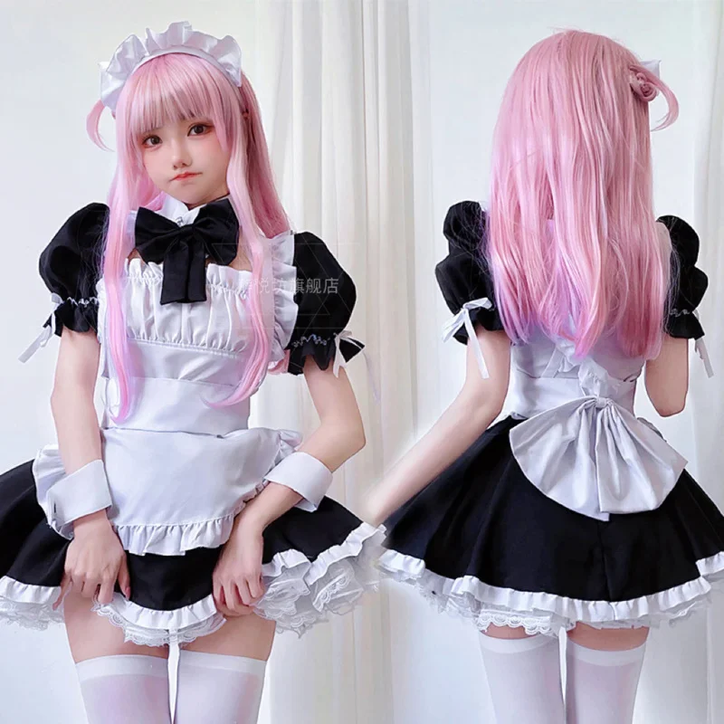 

Pink Maid Cosplay Alice Dress Soft Cute Mickey Plus Size Vestidos 7-Piece Anime Kawaii Outfit Working Clothes Cat Girlfriend