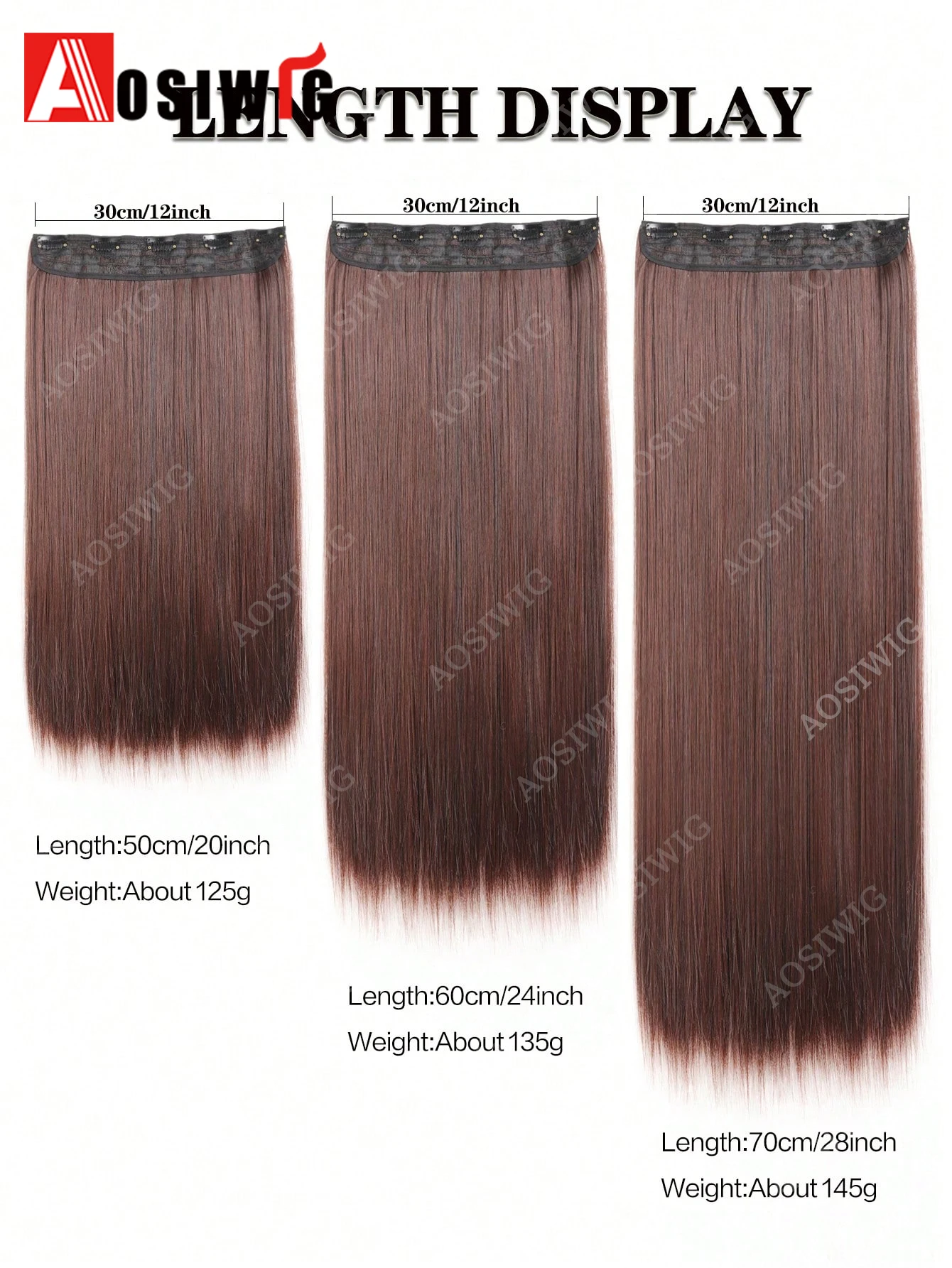 Synthetic Long Straight Clip In Hair Extensions