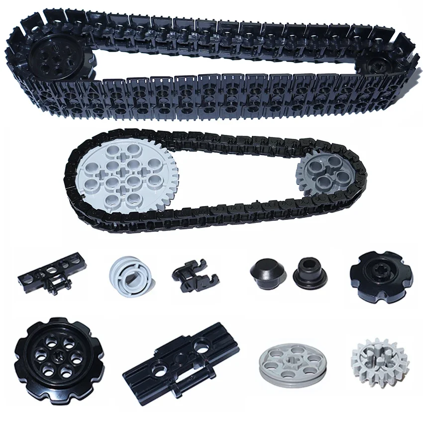 Link Chain Tank Belt Track Wheels Truck Car Gear Technical Parts Building Blocks MOC Bulk Brick Toys 3711 3873 88323 57520 57519