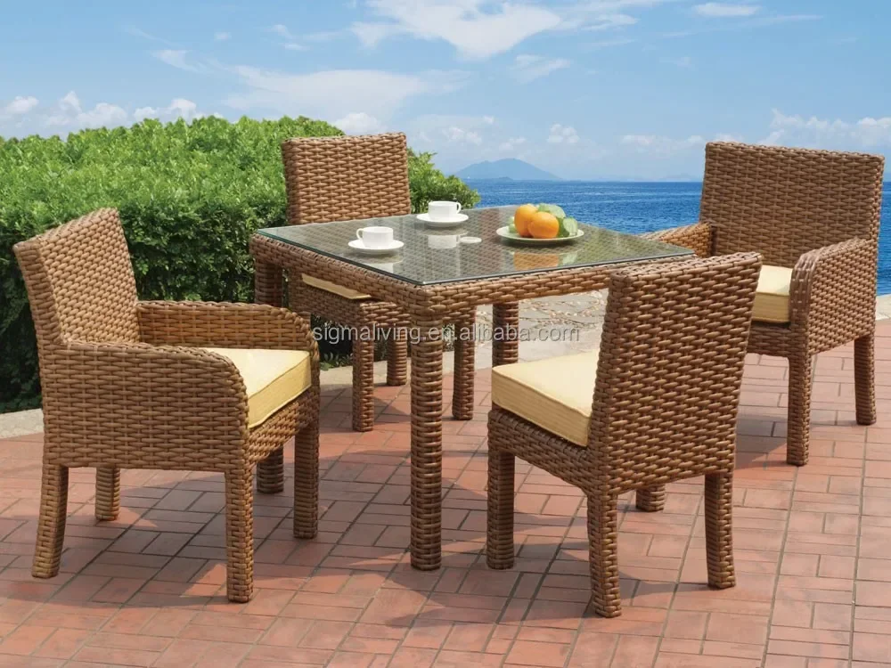 Bamboo Cane Furniture Bistro Chair Rattan Dining Table And Chairs Set