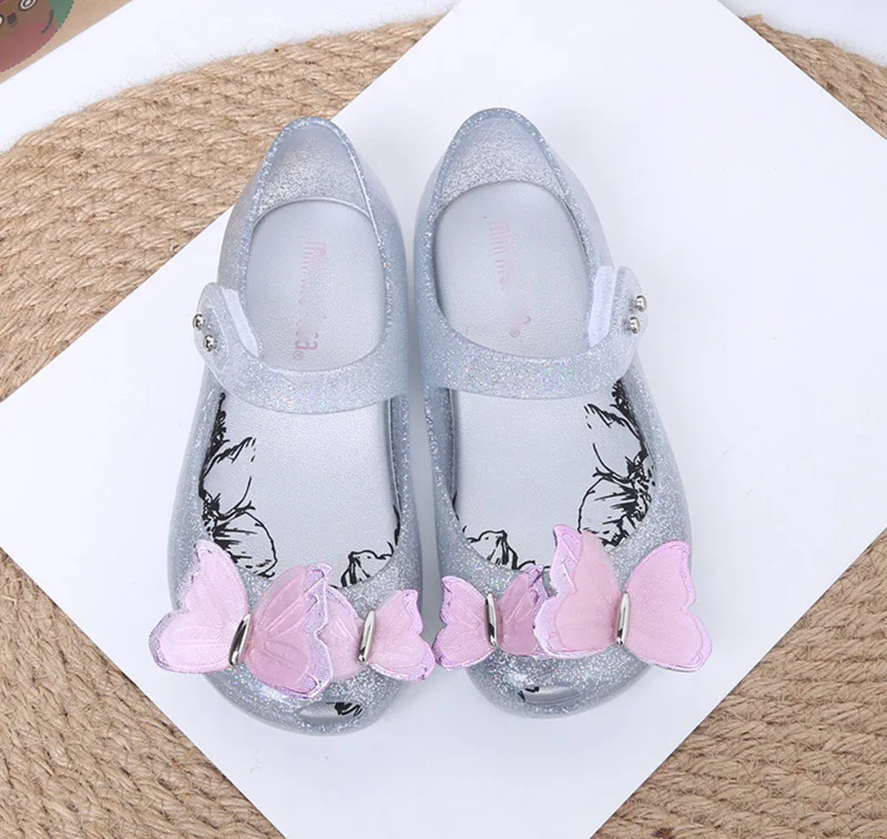 Children\'s Mini Melissa Jelly Shoes New Summer Butterfly Candy sandals Baby Girl Princess Beach Shoes Girl Sandals