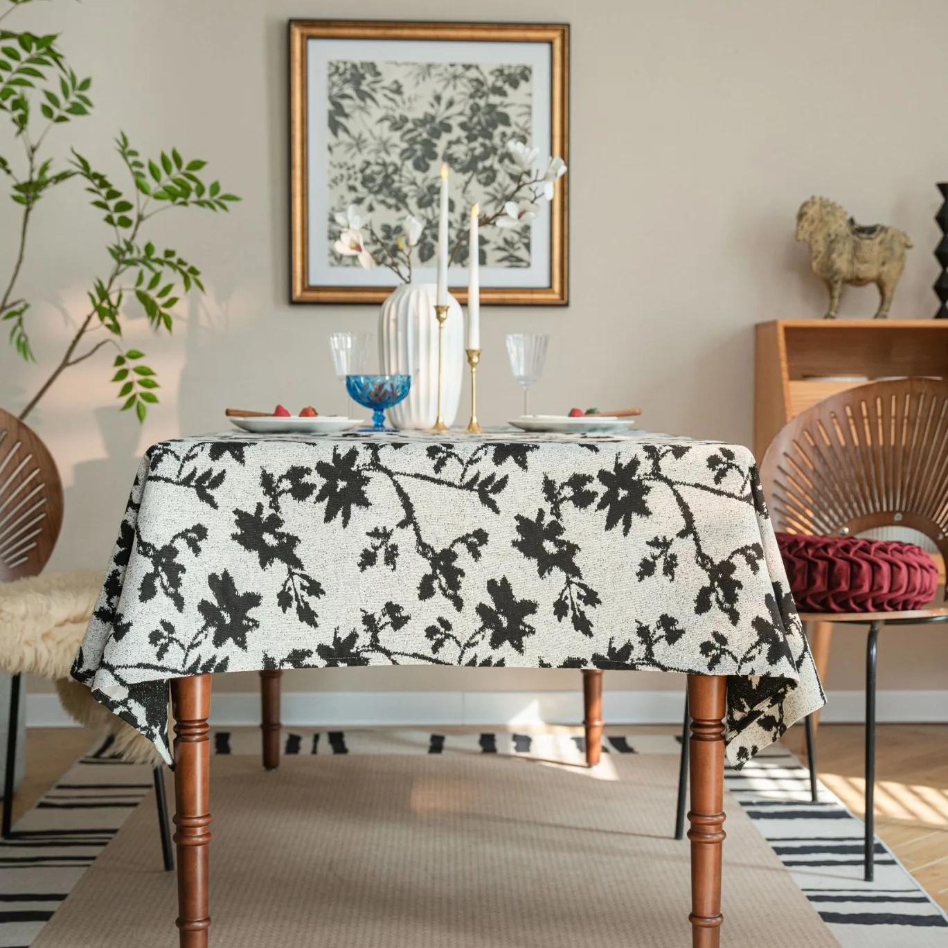 

Jacquard Thick Tablecloth Rectangular Dinner Table Cover,for Kitchen Dinning Tabletop,Home Parties Decor