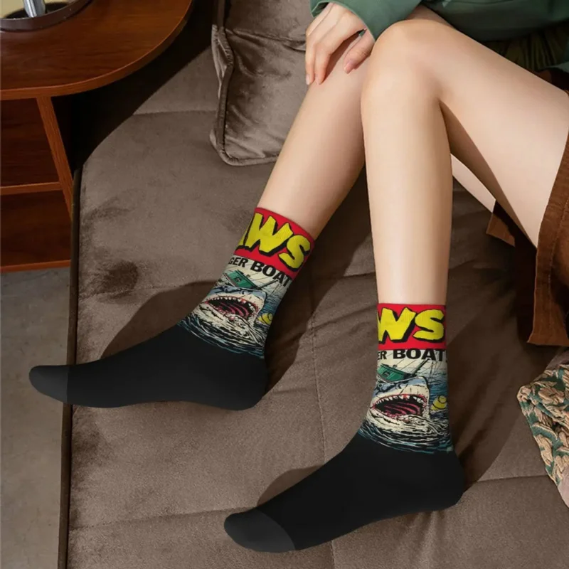 Autumn winter fashion unisex jaws edition comic book cover socks non-slip basketball socks