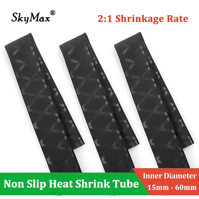tubo-termoencolhivel-preto-com-padrao-x-de-15-18-20-25-30-35-40-50-60mm-para-empunhaduras-de-varas-de-pesca-antiderrapante-isolante-e-impermeavel