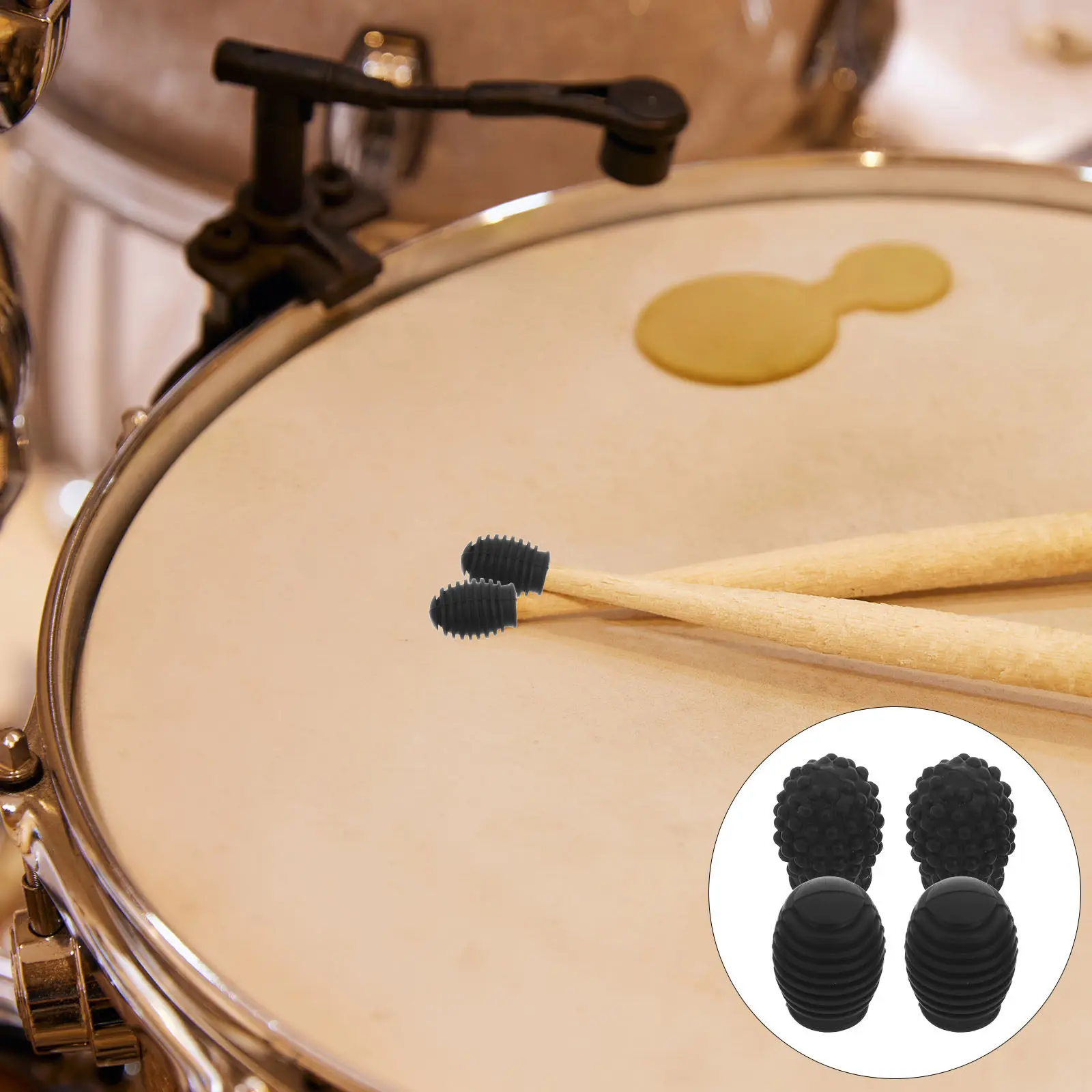4Pcs Drum Mute Silicone Drumstick Dampener Tips Noise Reduction Practice Soft Covers for Quiet Drum Rehearsal Accessories