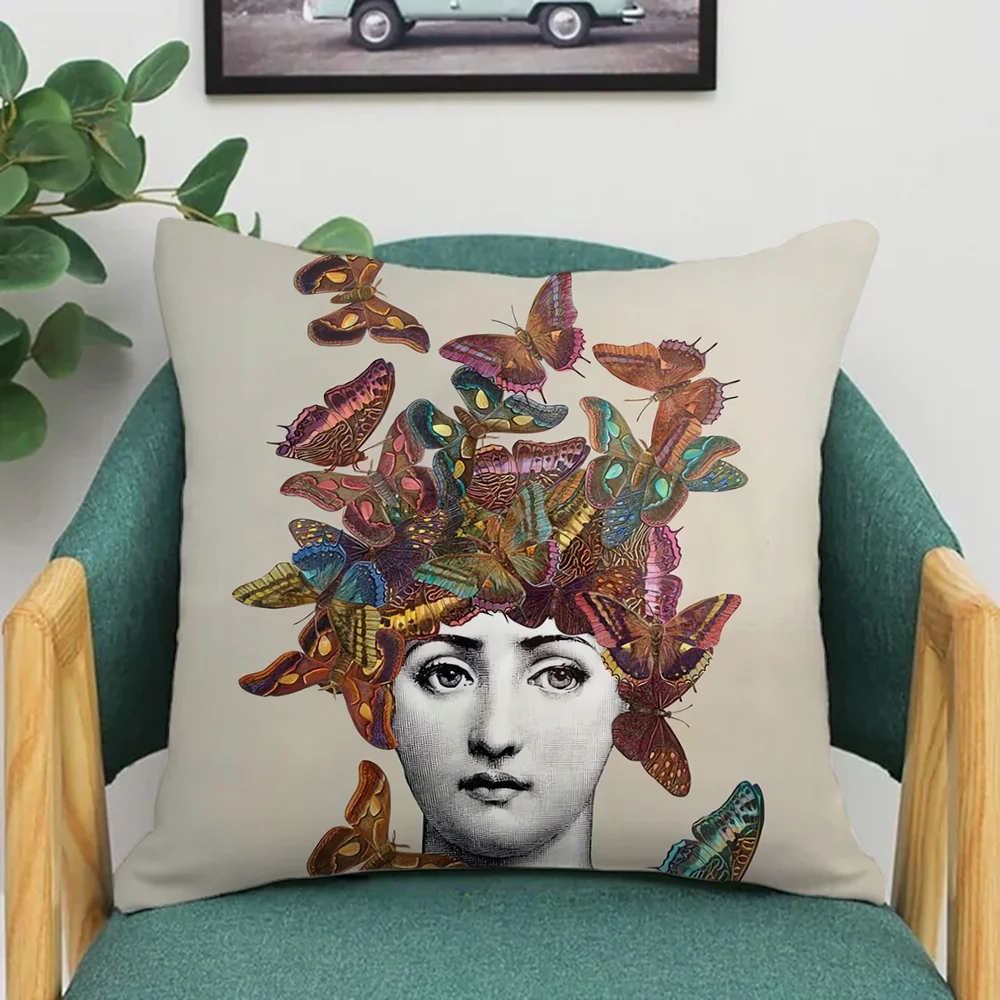 Sofa Pillow Cover Luxury Piero Fornasetti Throw Pillows Pillow Covers Decorative Cushion Cover 45*45 Pillowcases Room Decor Home