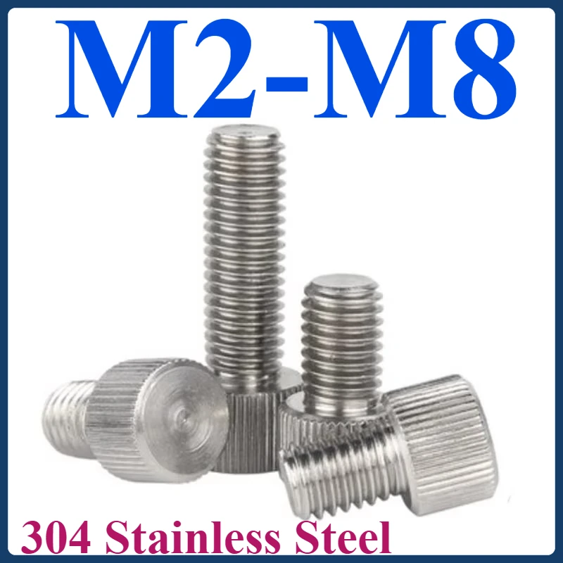 

M2-M8 304 stainless steel round knurled hand-tightened screw with small round head and large hand-tightened screw head