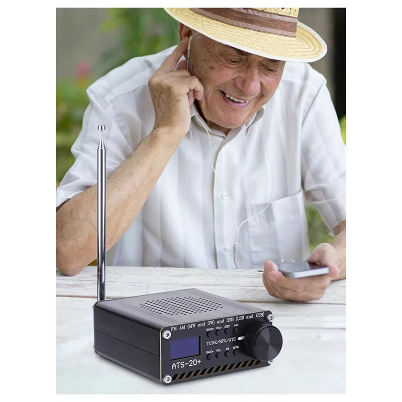 ATS-20+ Si4732 جهاز استقبال كامل النطاق مع هوائي 0.96 بوصة شاشة OLED FM AM MW SW SSB الماسح الضوئي LSB USB