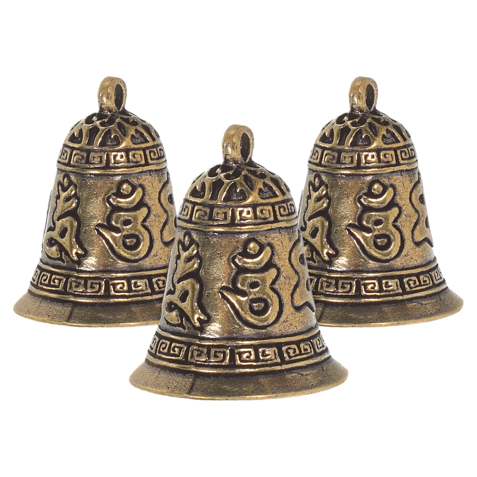 

3Pcs Vintage Brass Lection Bell Pendant Decorative Craft Hanging Ornament Keychain DIY Pendant for Bags Car Desktop