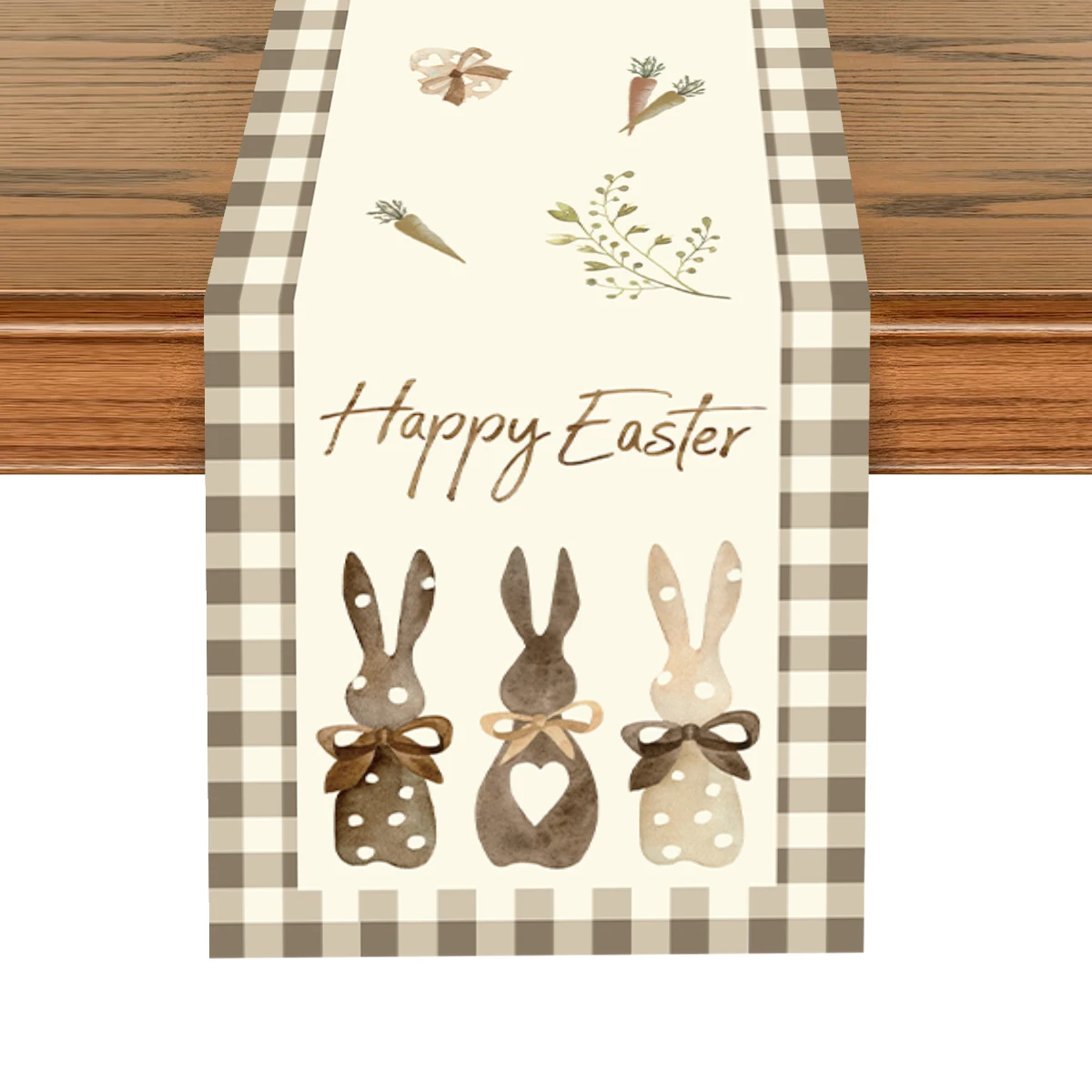 35x180cm Easter Table Runner Watercolor Bunny Eggs Table Runner Happy Easter Decor for Kitchen Dining Table Home Party Decor