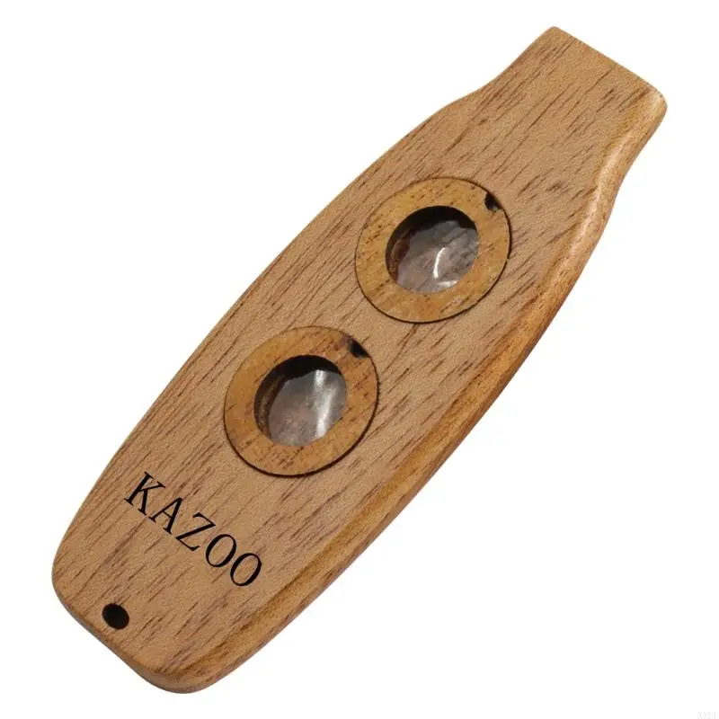 XXUF Wooden Double Membrane Kazoo Accompaniment Instrument Double Hole Kazoo Portable Musical Instrument for Beginner