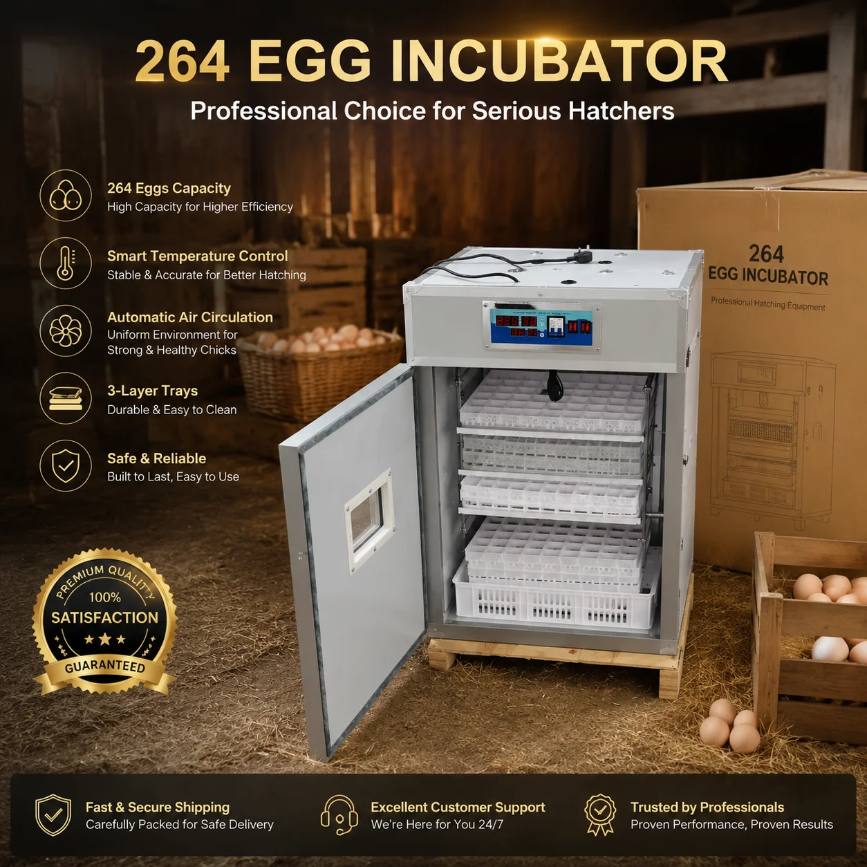 OEM Popular In 2026 Chicken Quail Eggs Hatching Machine Incubators In USA Farmer Multifunction White Fully Automatic 264