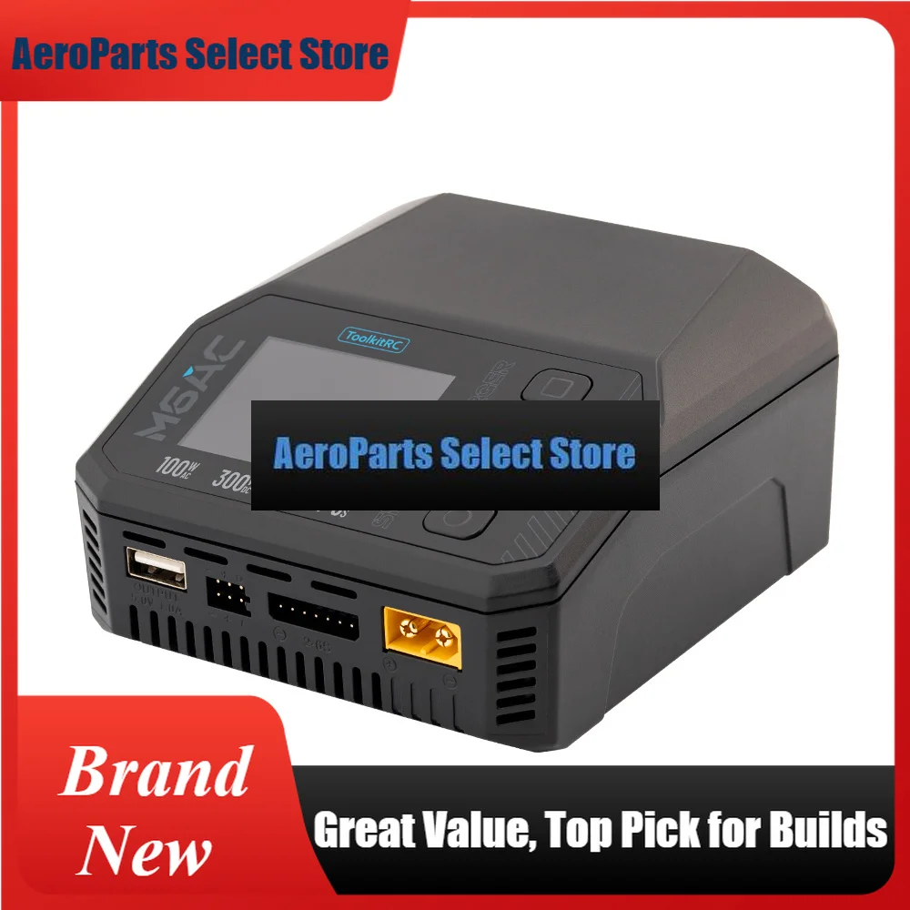 AeroPartsToolkitRC M6AC AC 100W DC 300W MAX Dual Input Smart Battery Charger 2.0inch IPS Screen For 1-6S LiPo LiHV LiFe Lilon LT