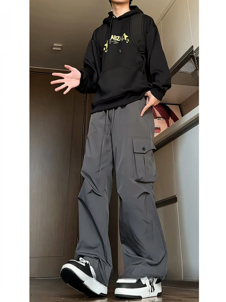 

Folded Design Paratrooper Pants Men's Spring Autumn American Functional Assault Pants Loose Straight Casual Workwear