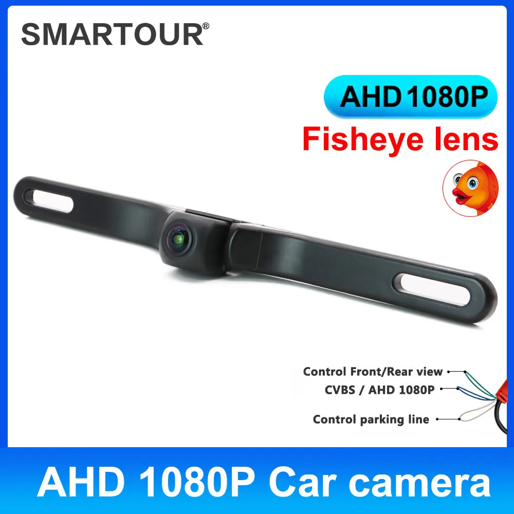 

Smartour 180 Degree Fisheye Lens AHD 1080P Car Rear Front View Reverse Backup Camera License Plate Frame HD Night Vision Cam